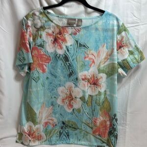 Chico's Floral Print Women's Top - Blue and Red